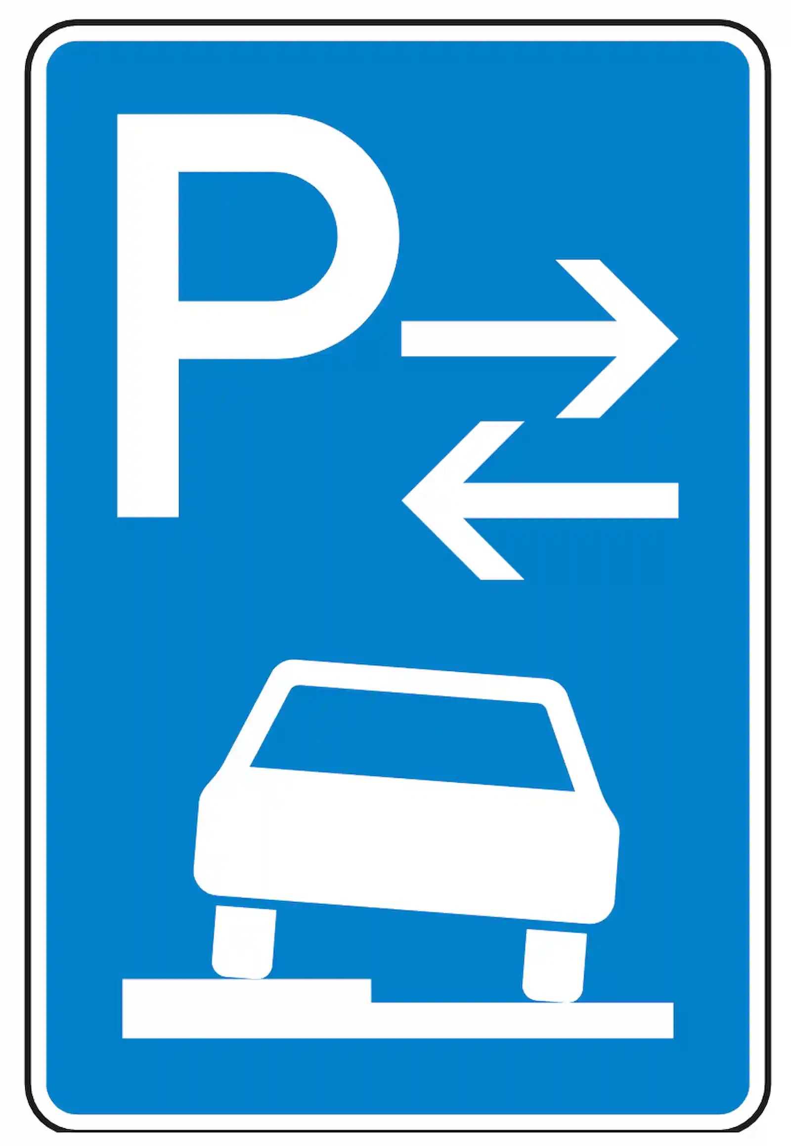 Verkehrszeichen 315-53: Mitte halbseitiges Gehwegparken, links, bis 2,8 t.