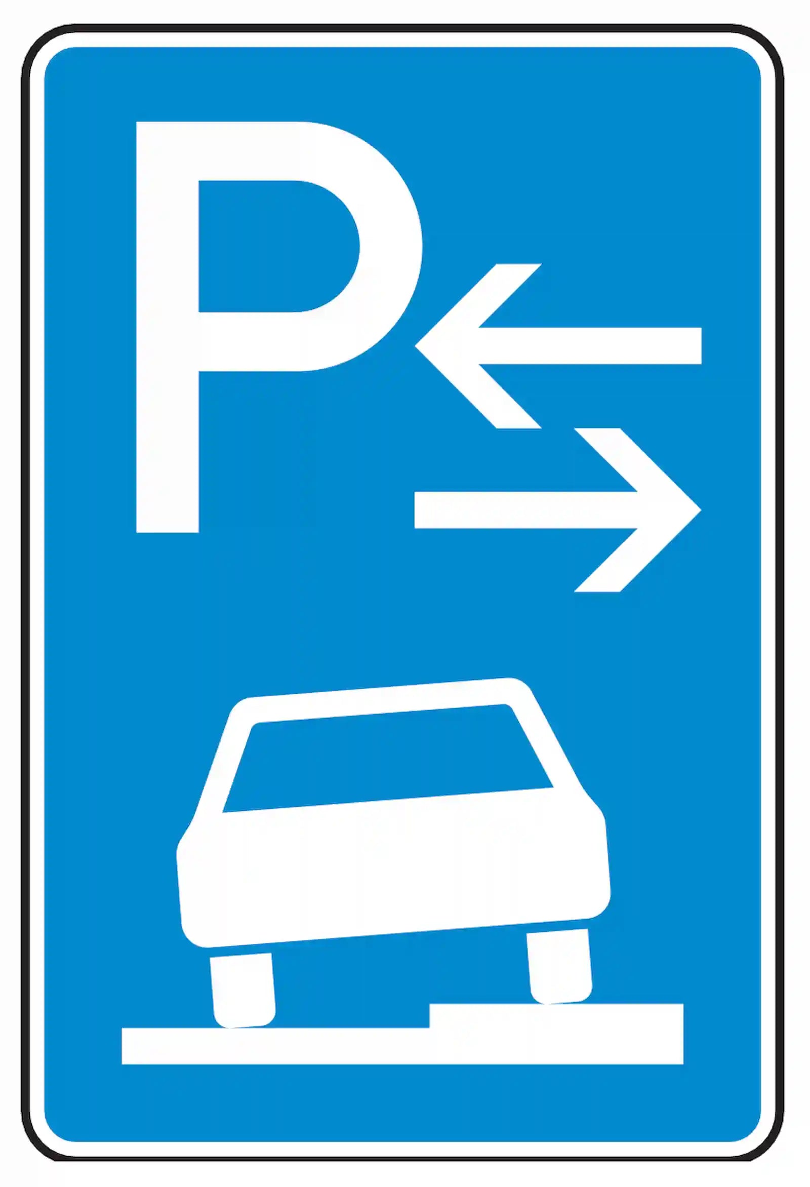 Verkehrszeichen 315-58: Mitte halbseitiges Gehwegparken, rechts, bis 2,8 t.