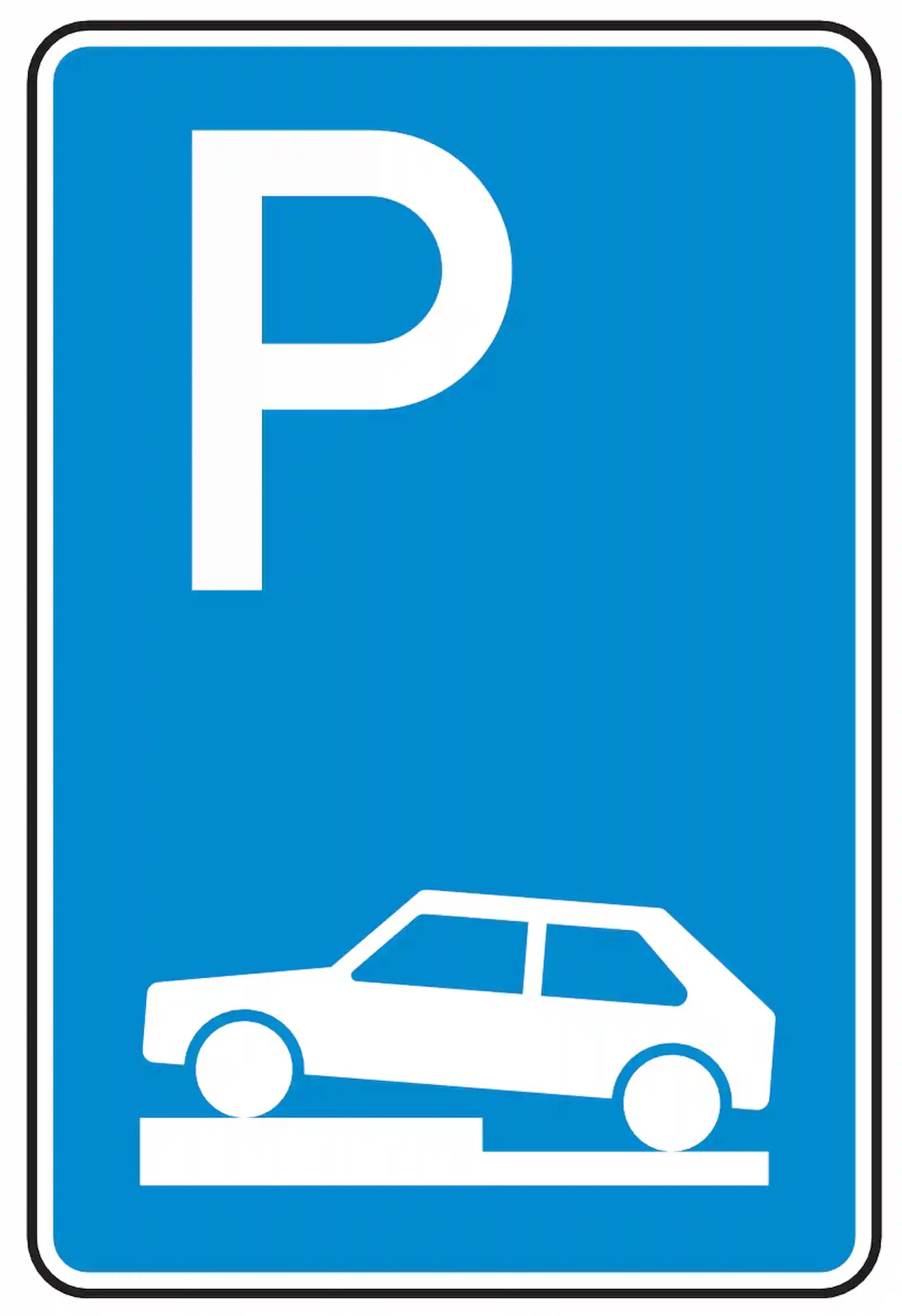 Verkehrszeichen 315-70: Halb queres Gehwegparken, links, bis 2,8 t.