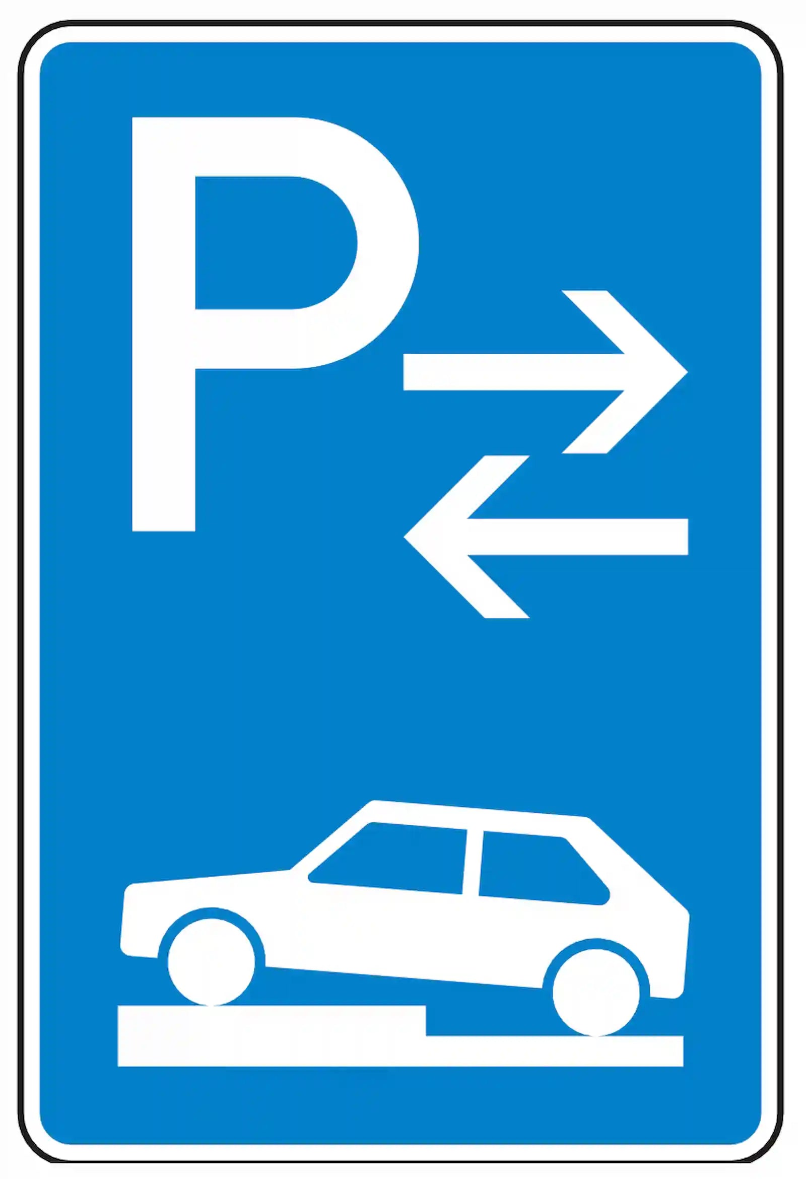 Verkehrszeichen 315-73: Mitte halb queres Gehwegparken, links, bis 2,8 t