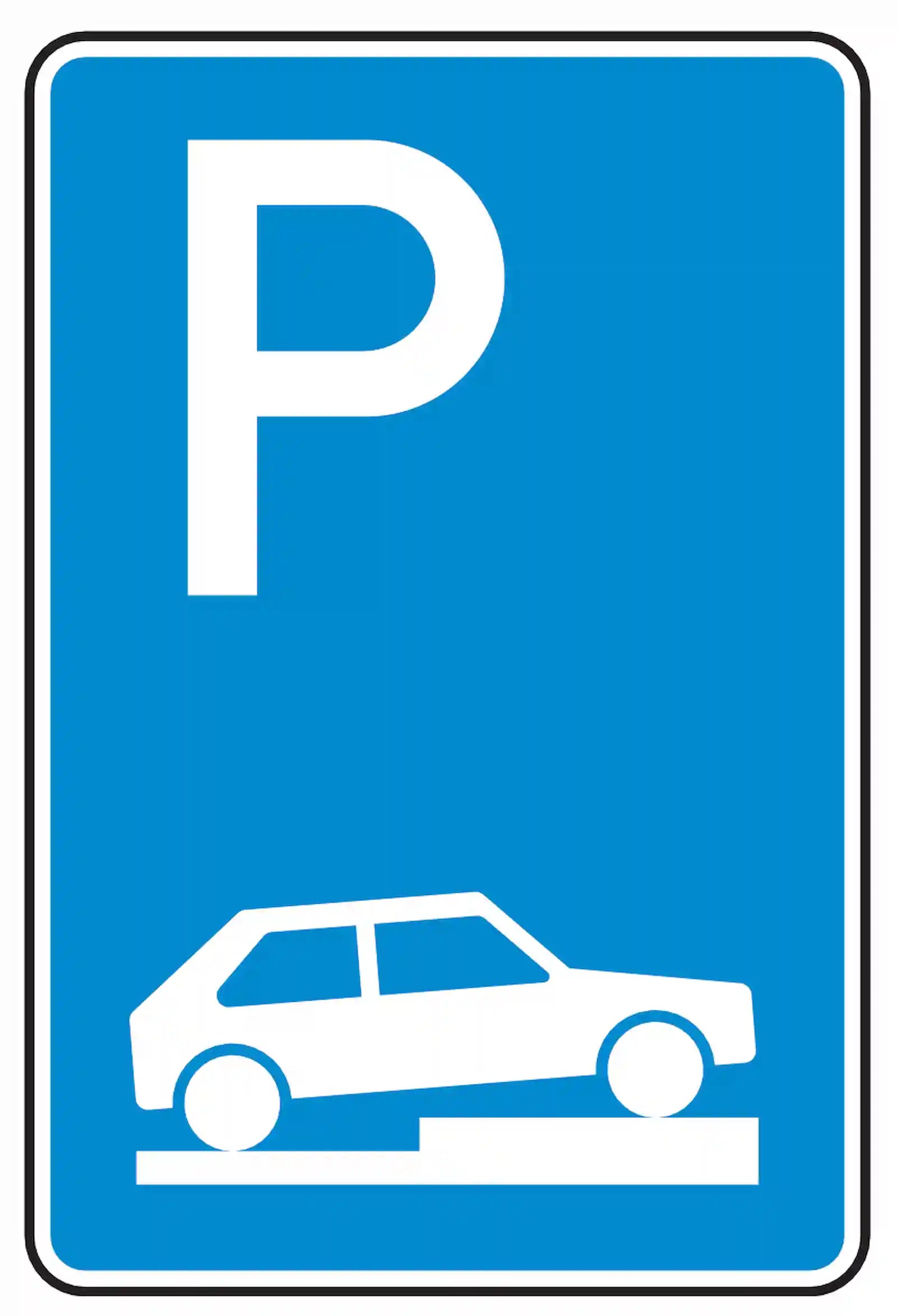 Verkehrszeichen 315-75: Halb queres Gehwegparken, rechts, bis 2,8 t.