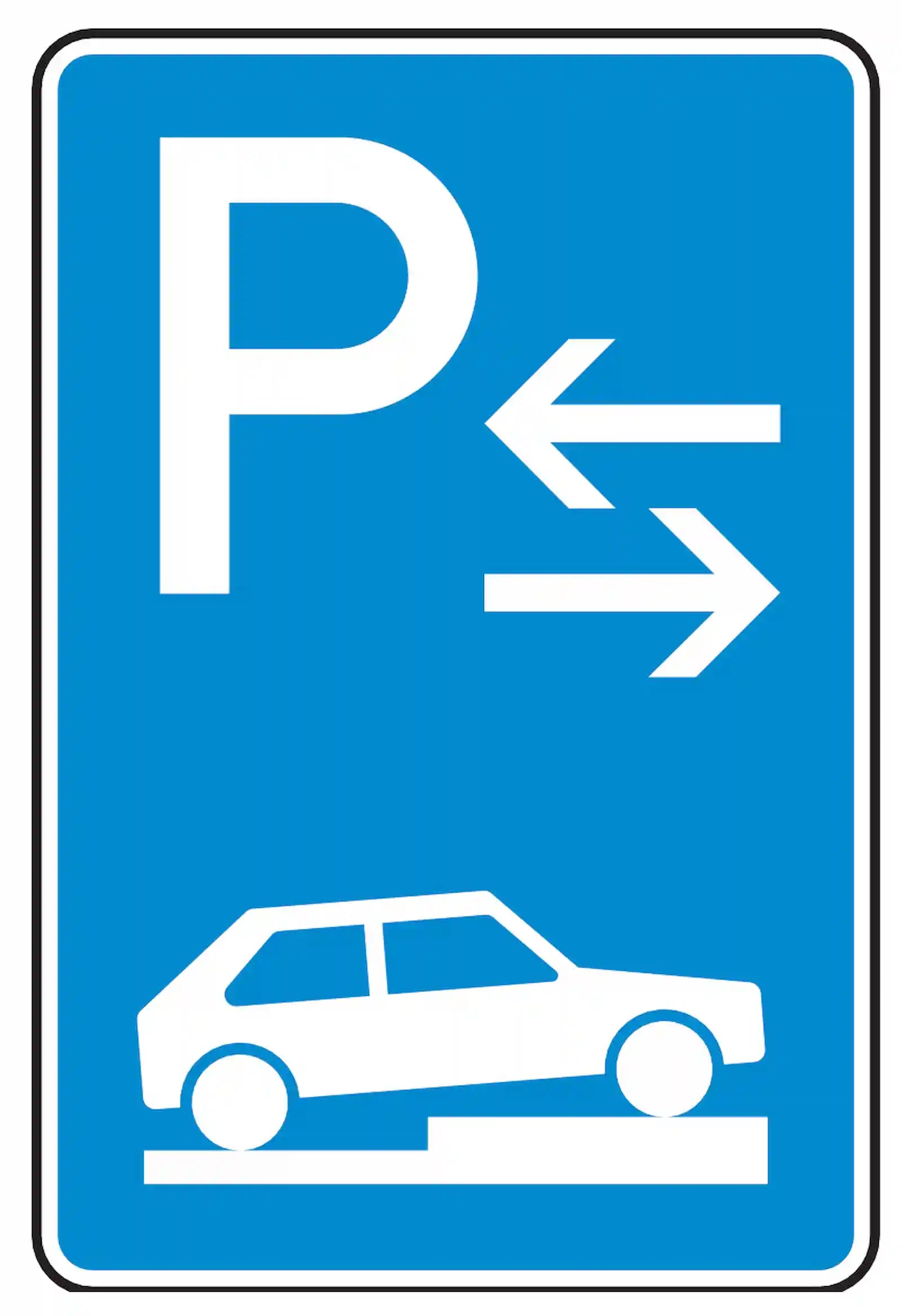 Verkehrszeichen 315-78: Mitte halb queres Gehwegparken, rechts, bis 2,8 t.
