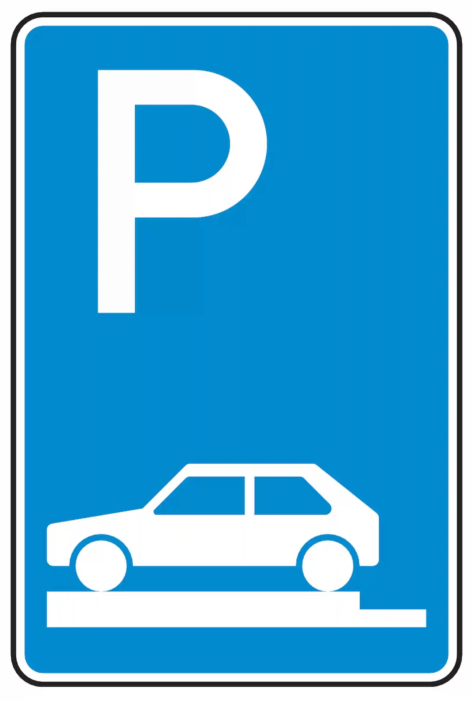 Verkehrszeichen 315-80: Ganz queres Gehwegparken, links, bis 2,8 t.