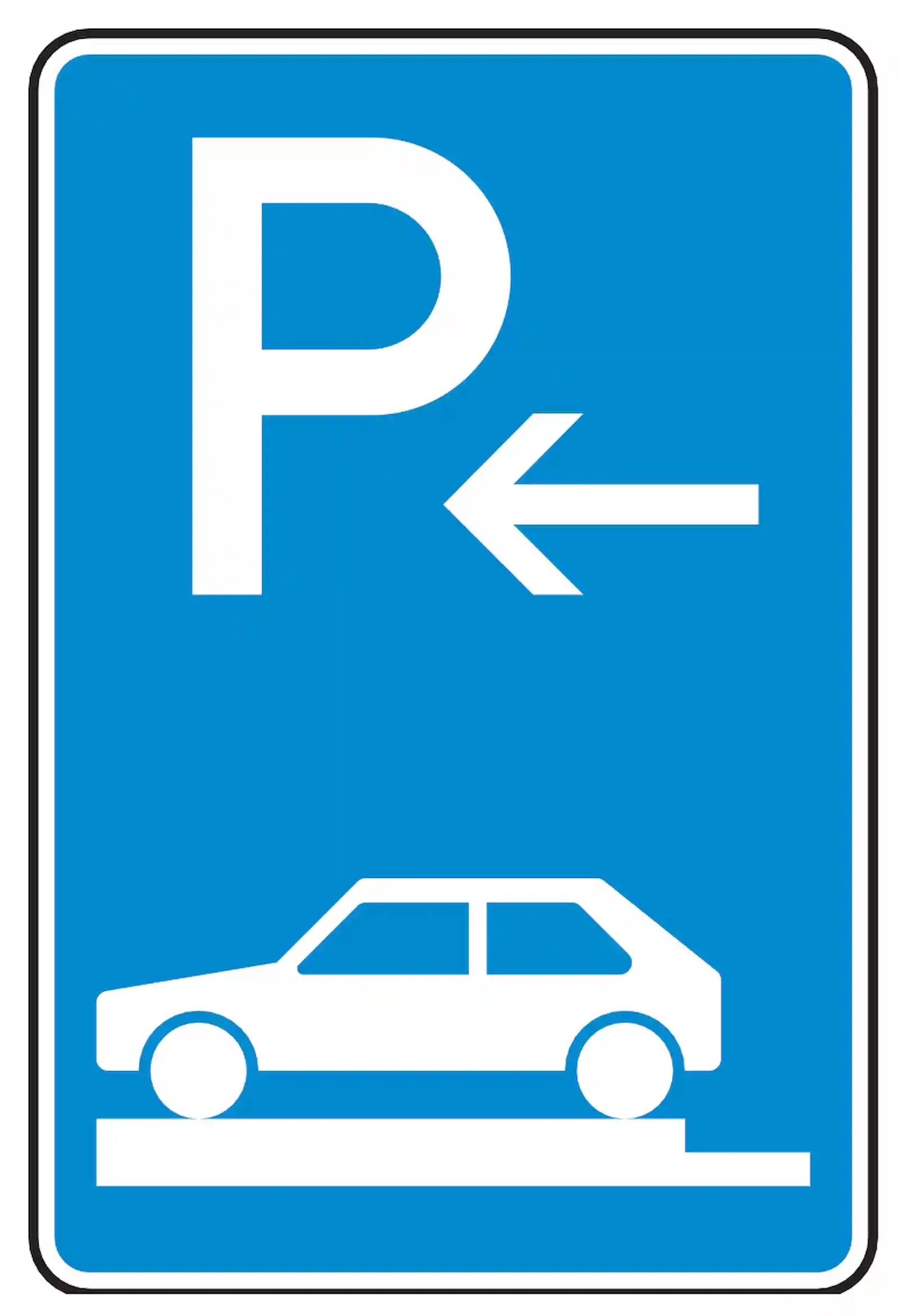Verkehrszeichen 315-82: Ende ganz queres Gehwegparken, links, bis 2,8 t.