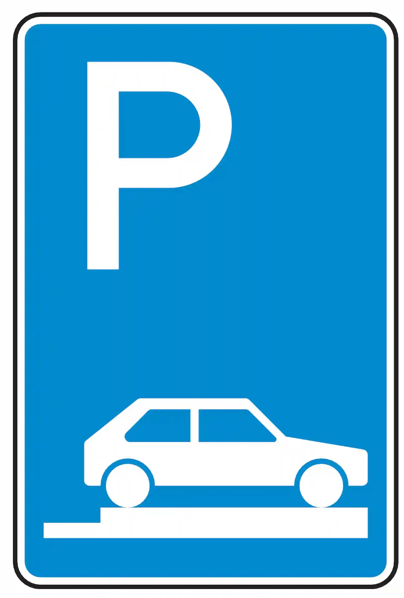 Verkehrszeichen 315-85: Ganz queres Gehwegparken, rechts, bis 2,8 t.“