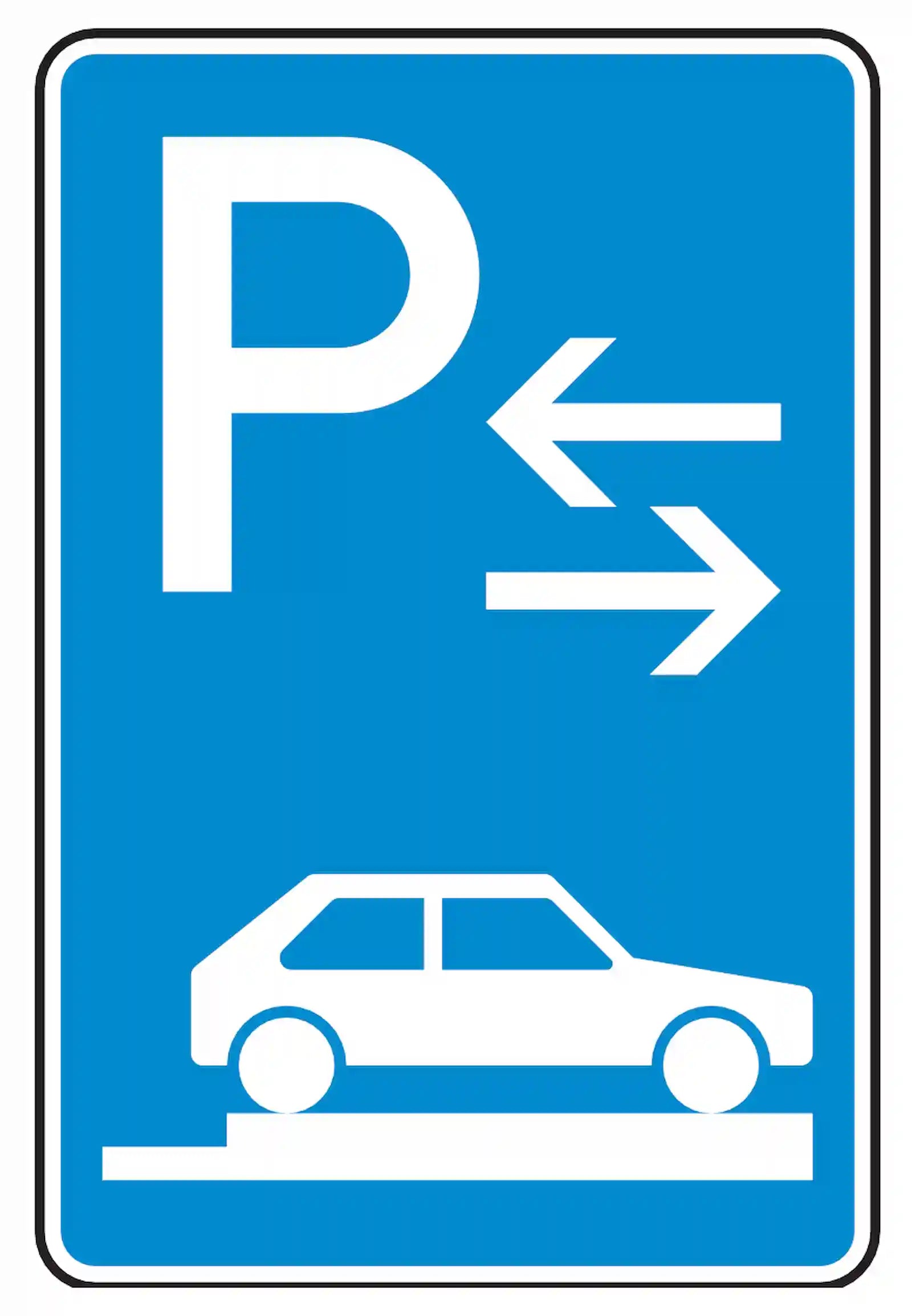 Verkehrszeichen 315-88: Mitte ganz queres Gehwegparken, rechts, bis 2,8 t.