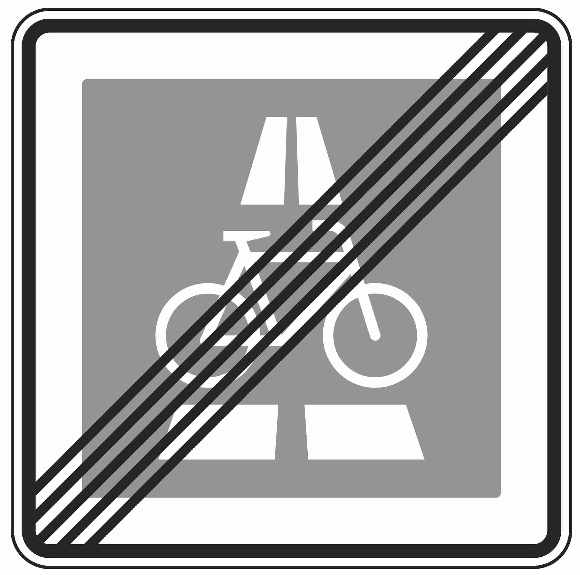 Verkehrszeichen 350.2-20: Ende eines Radschnellwegs, linke Seite.