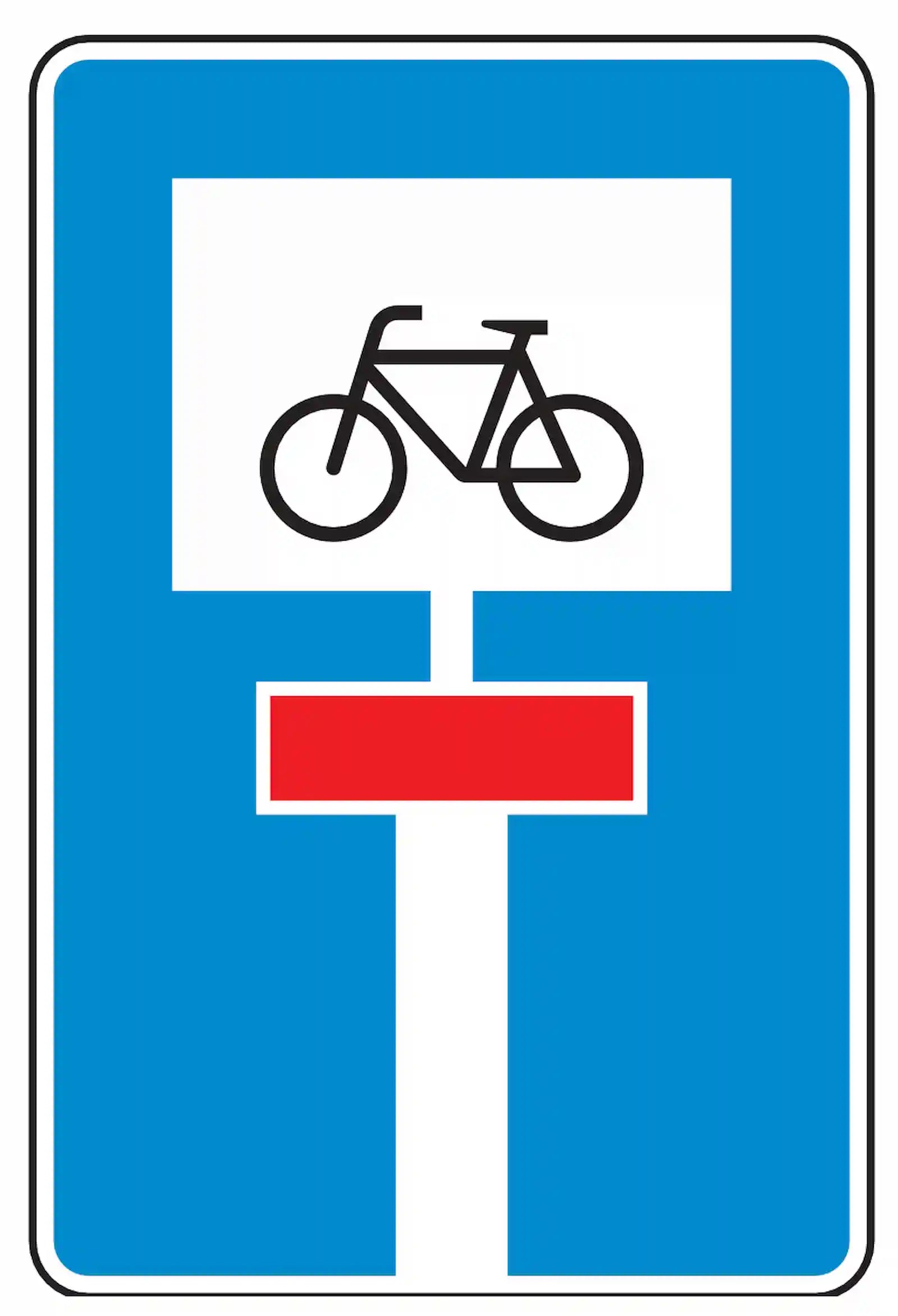 Verkehrszeichen 357-52: Sackgasse mit Durchfahrt nur für Radverkehr.