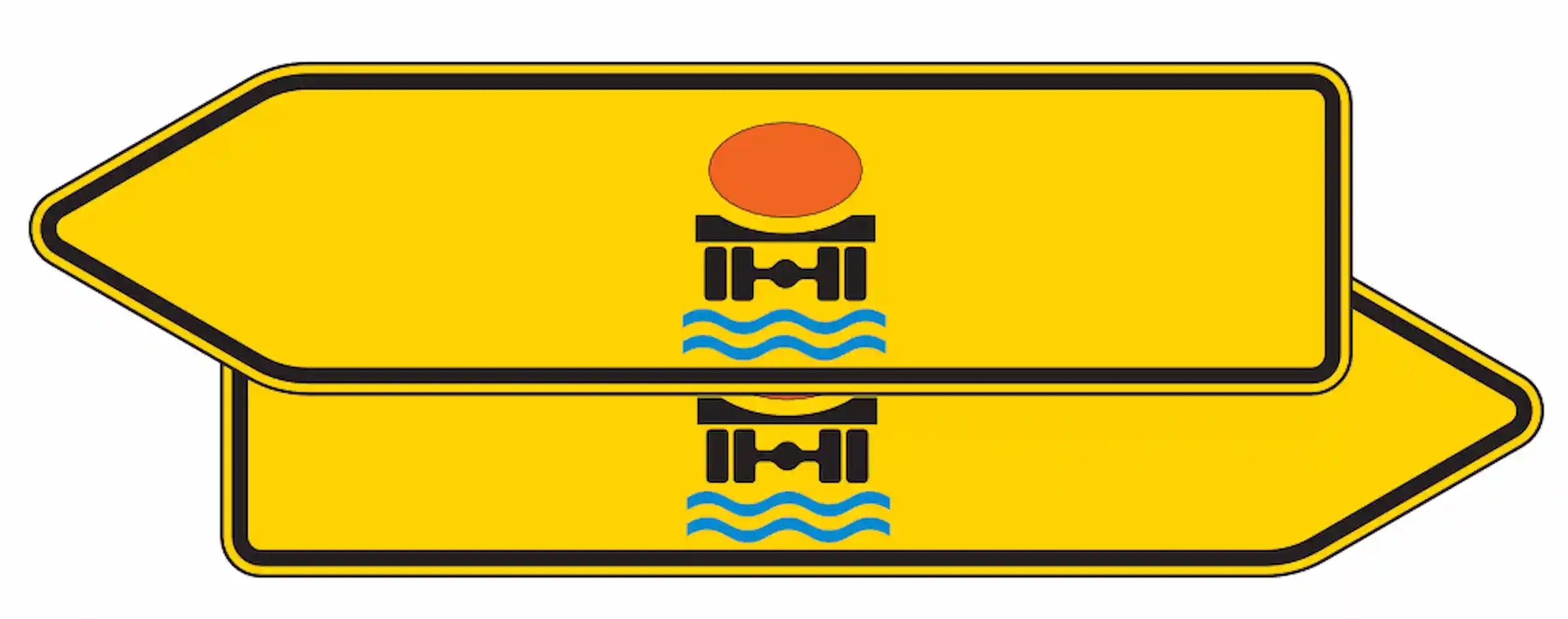 Verkehrszeichen 421-42 „Pfeilwegweiser für Fahrzeuge mit wassergefährdender Ladung, doppelseitig“ - VZ 421-42