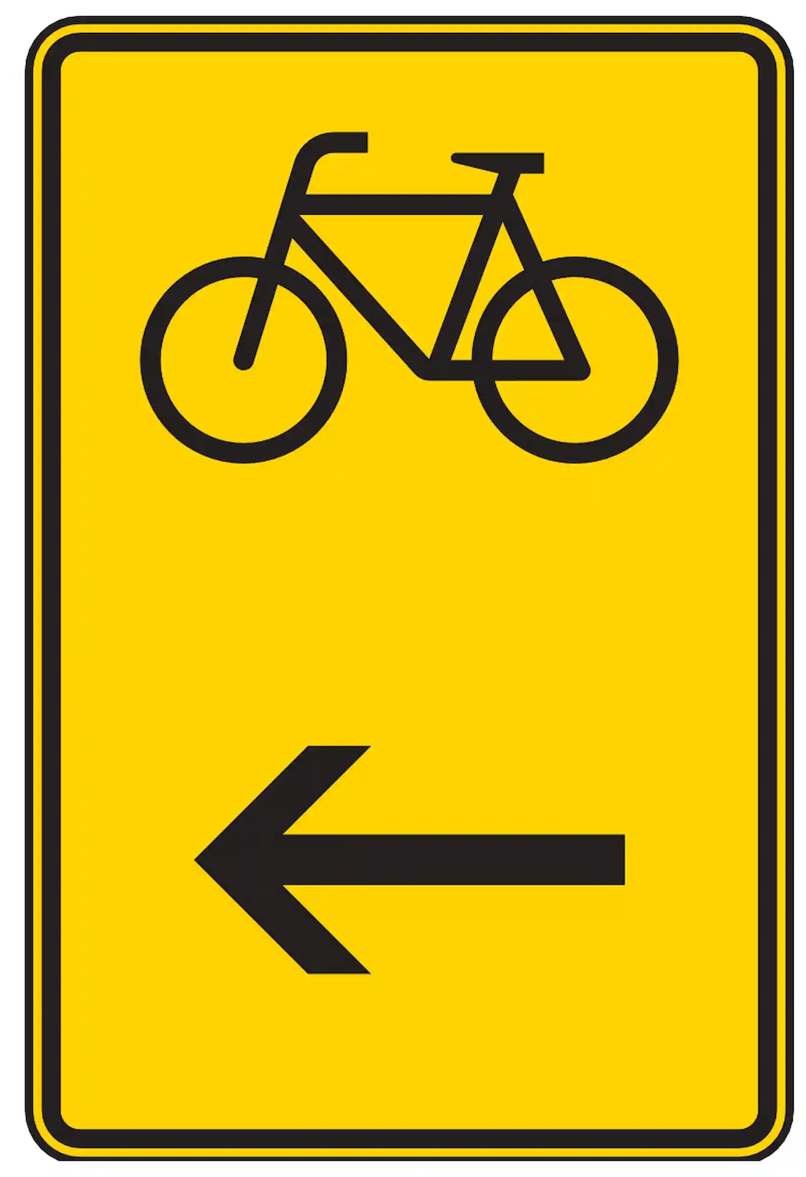 Verkehrszeichen 422-16: Umleitung für Radverkehr – links abbiegen.
