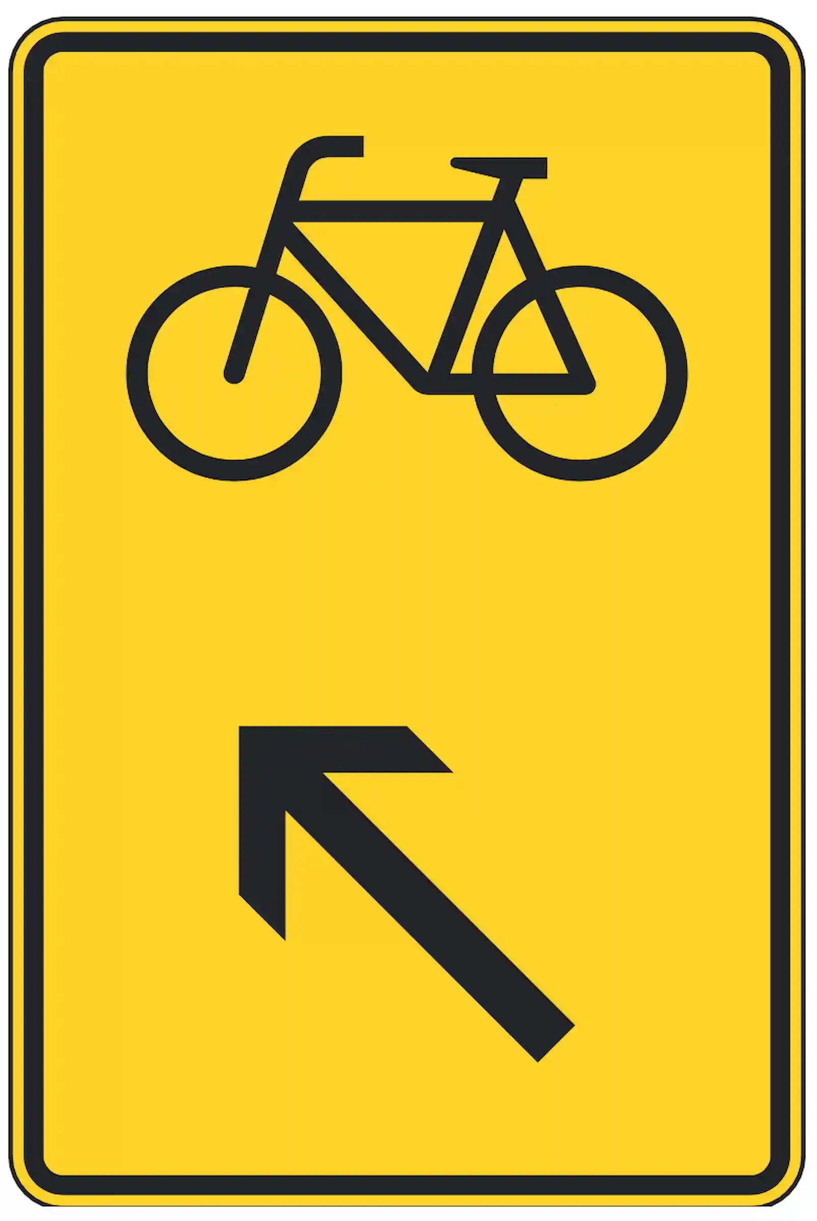 Verkehrszeichen 422-17: Umleitung für Radfahrer – links einordnen.