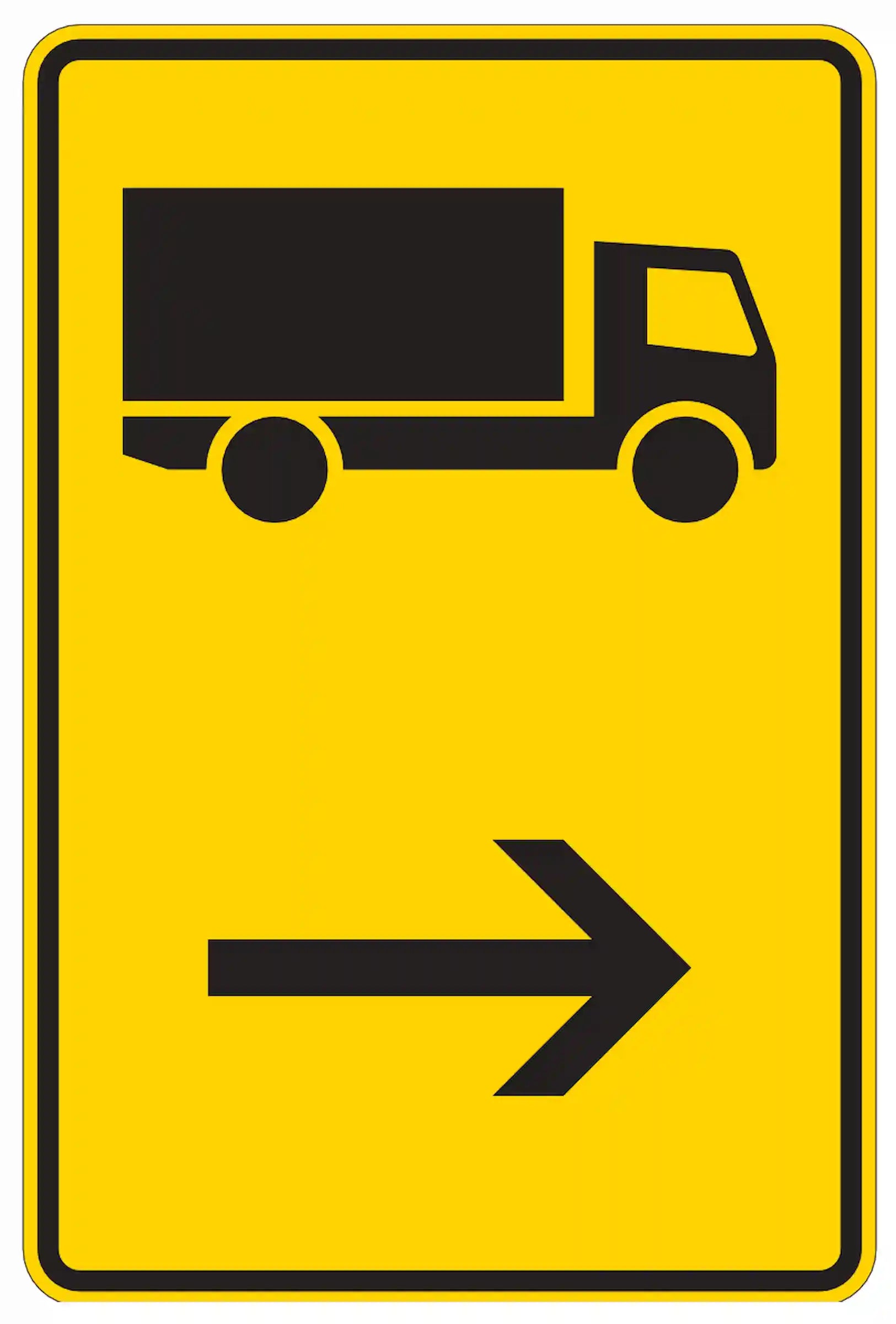 Verkehrszeichen 422-20: Umleitung für Fahrzeuge über 3,5 t nach rechts.