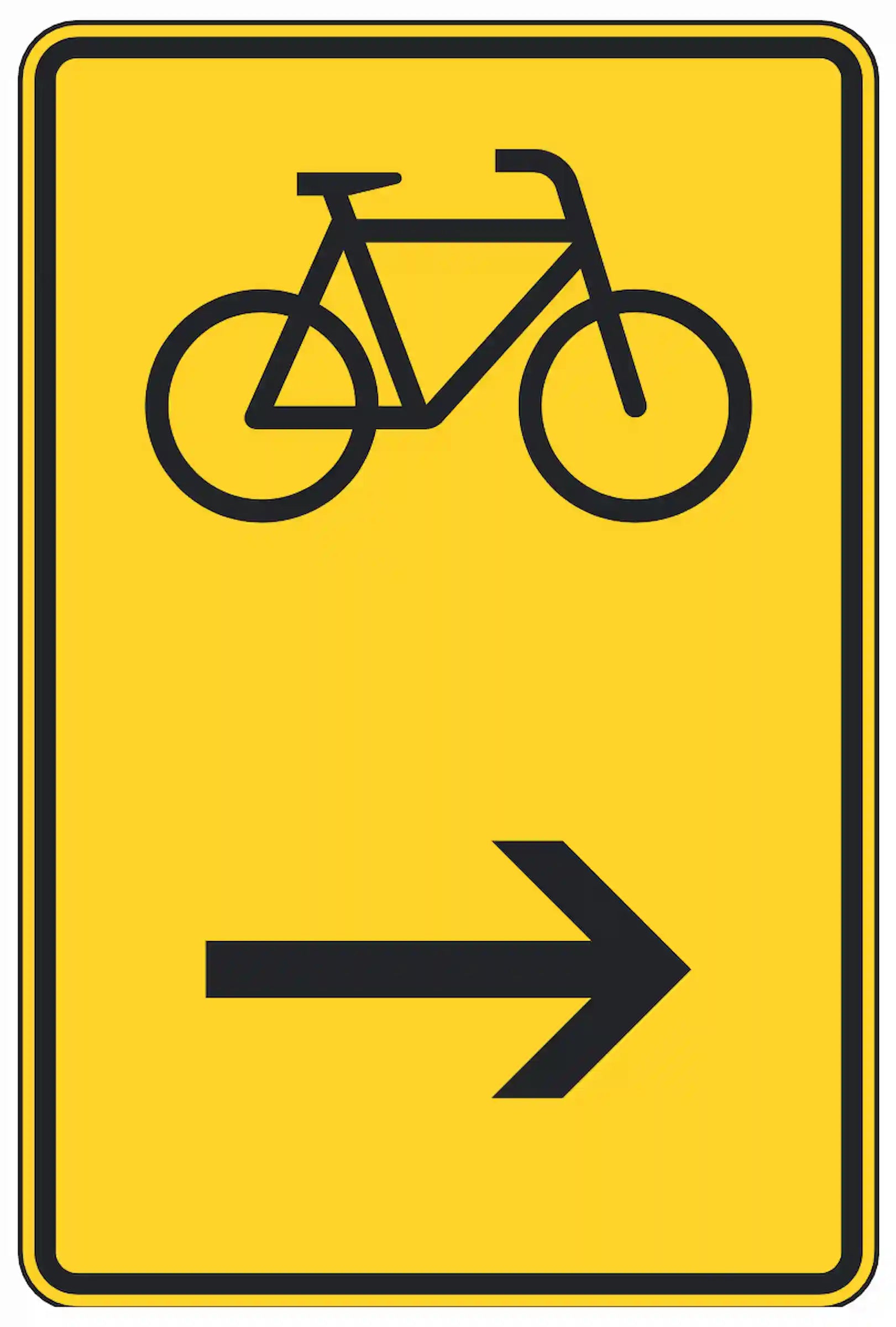 Verkehrszeichen 422-26: Umleitung für Radverkehr – rechts abbiegen.