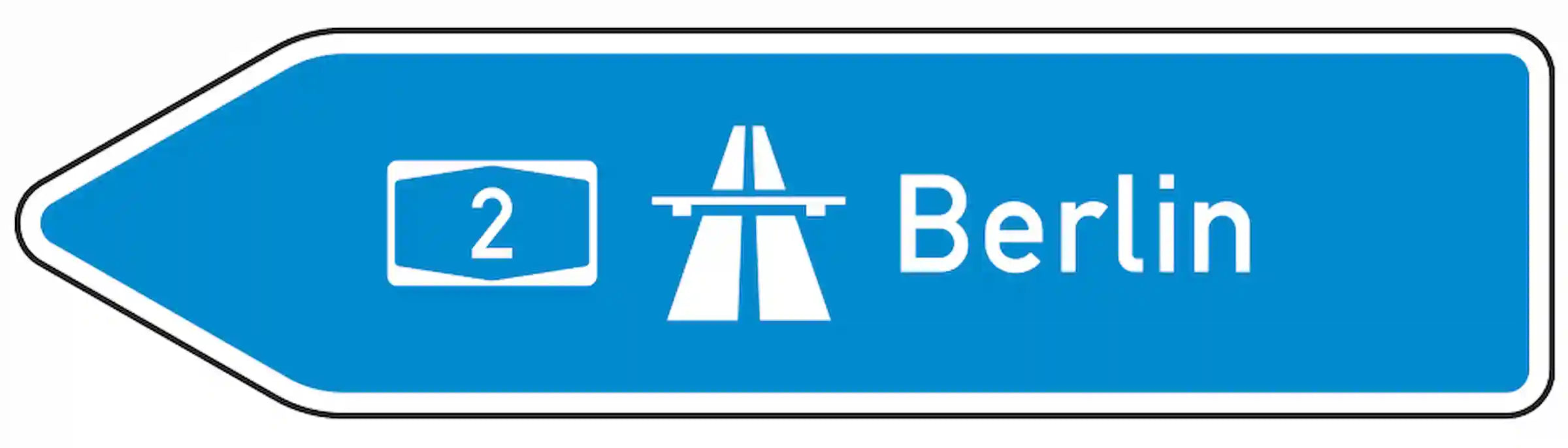 Verkehrszeichen 430-10 „Pfeilwegweiser zur Autobahn linksweisend“- VZ 430-10