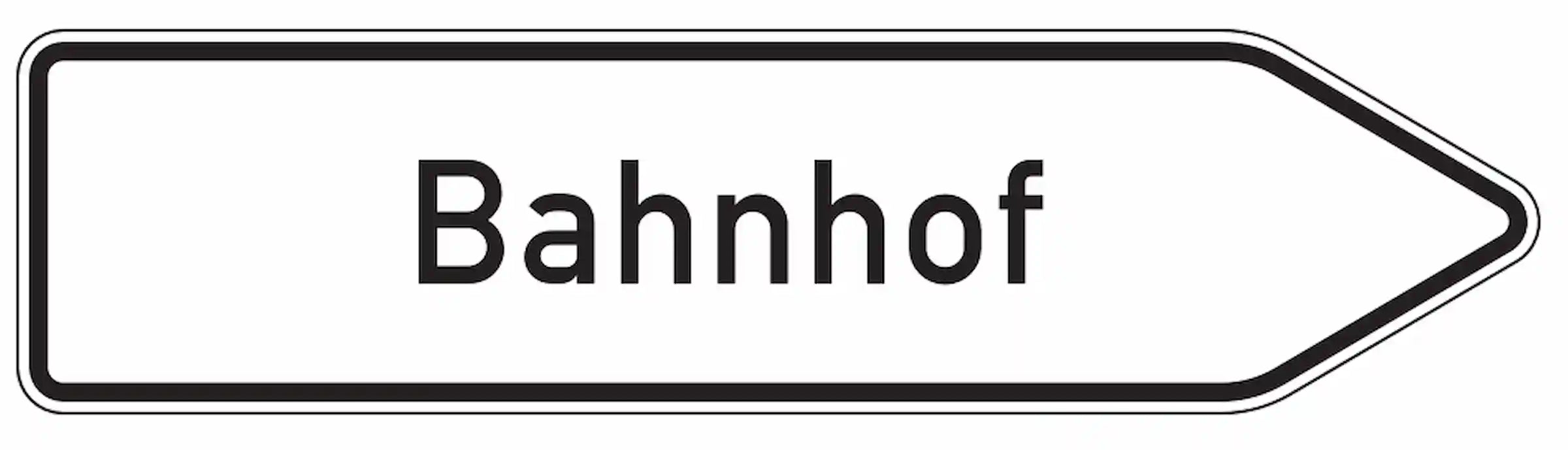 Verkehrszeichen "Pfeilwegweiser zu Zielen mit erheblicher Verkehrsbedeutung, rechtsweisend" - VZ 432-20