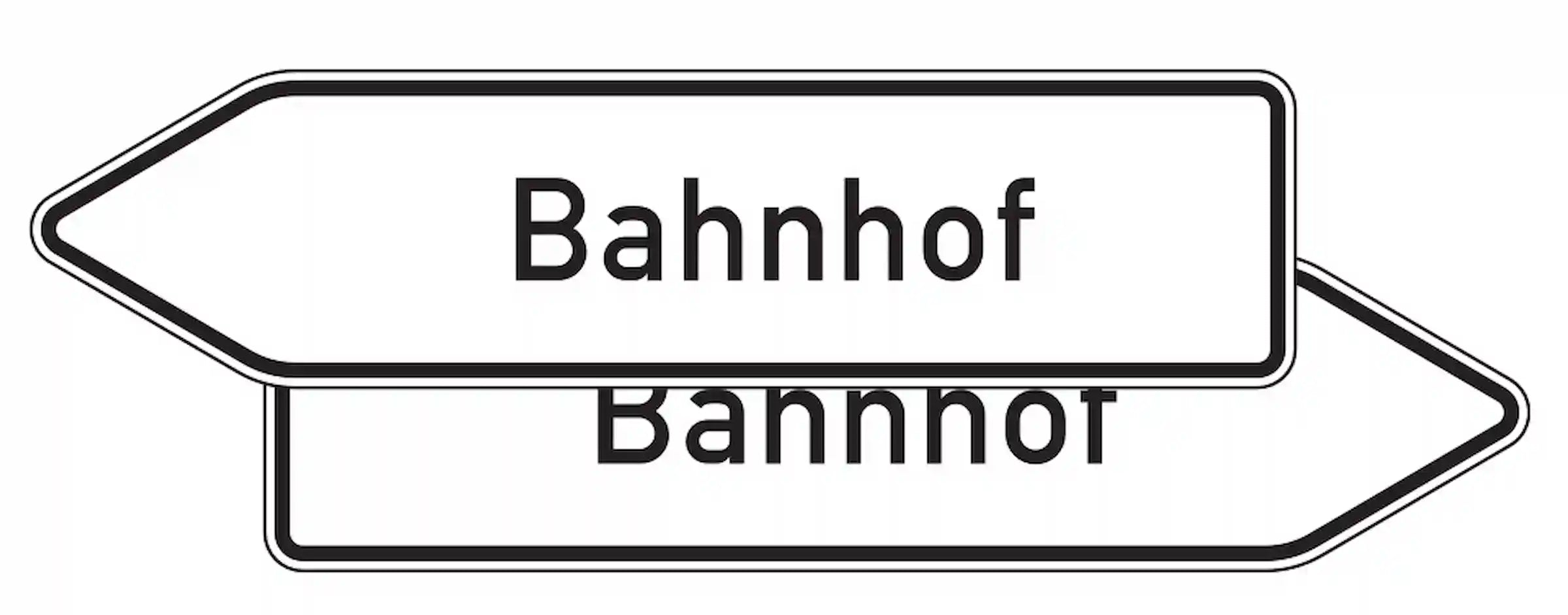 Verkehrszeichen "Pfeilwegweiser zu Zielen mit erheblicher Verkehrsbedeutung, doppelseitig" - VZ 432-40