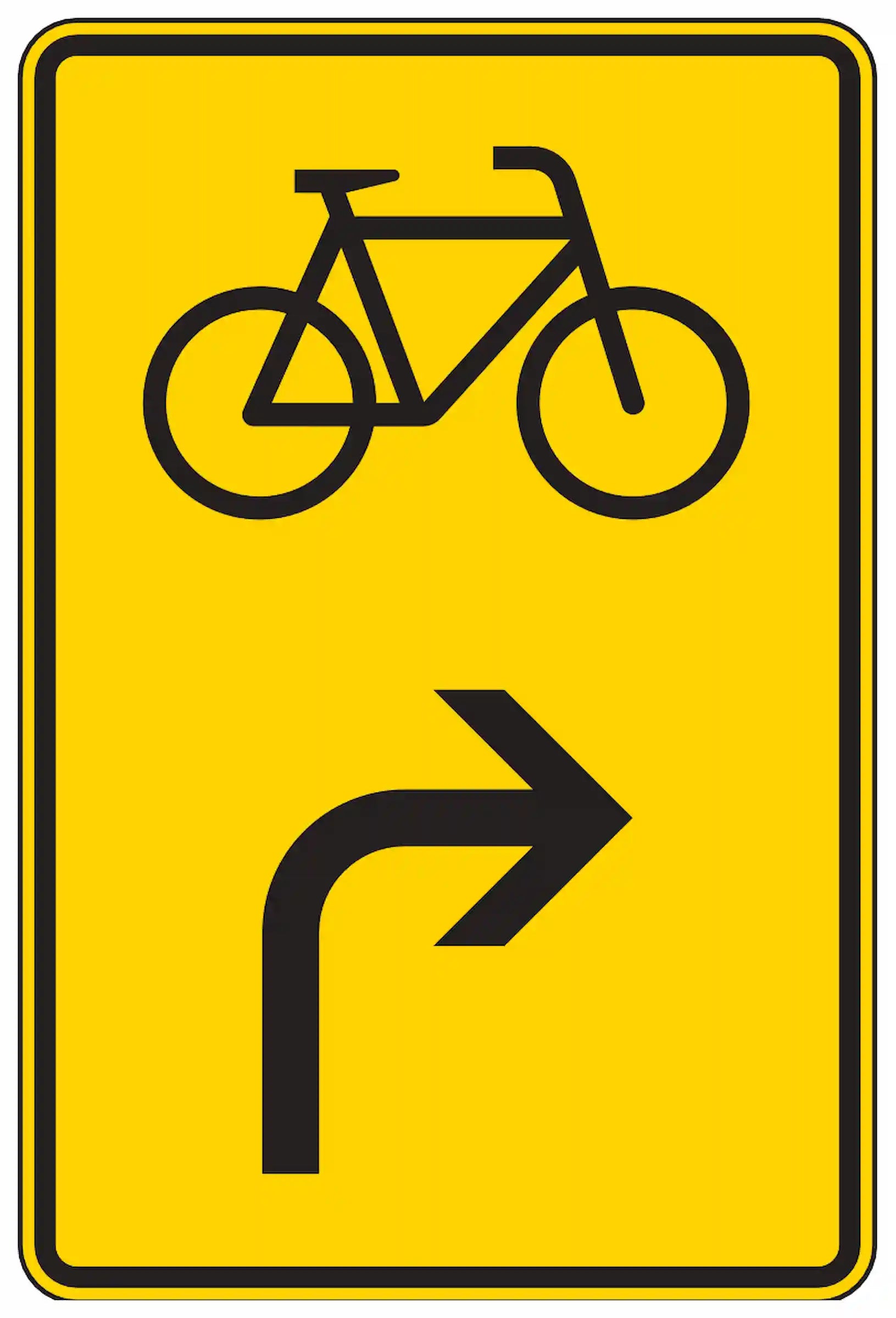 Verkehrszeichen 442-23: Umleitung für Radverkehr nach rechts.