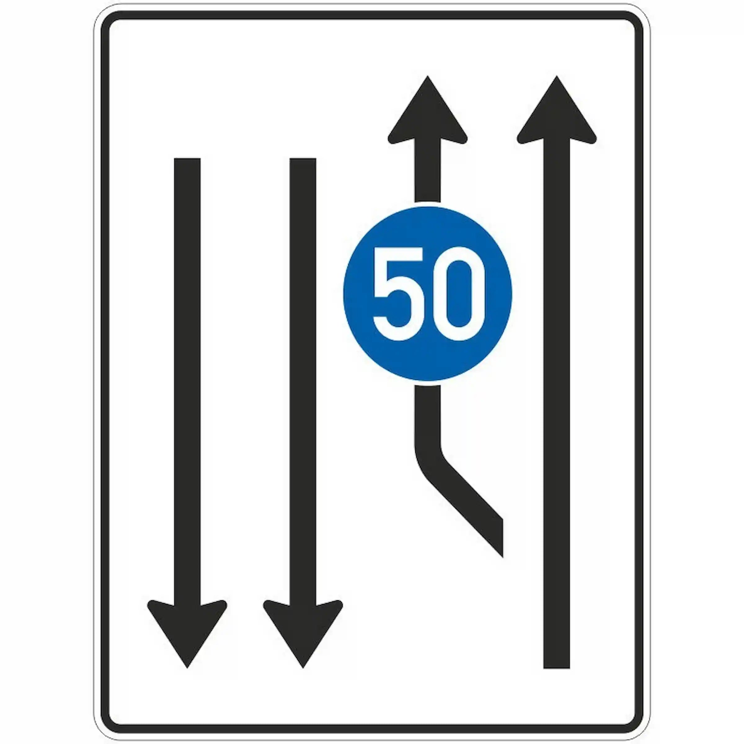 Verkehrszeichen 546-11 „Aufweitungstafel“ mit Zeichen 275 - VZ 546-11