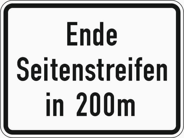 Verkehrszeichen "Ende Seitenstreifen in 200 m" - VZ 1007-59