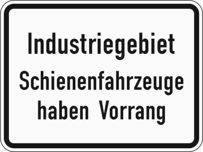 Verkehrszeichen "Industriegebiet Schienenfahrzeuge haben Vorrang" - VZ 1008-32