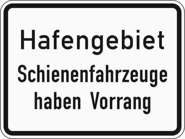 Verkehrszeichen "Hafengebiet Schienenfahrzeuge haben Vorrang" - VZ 1008-33