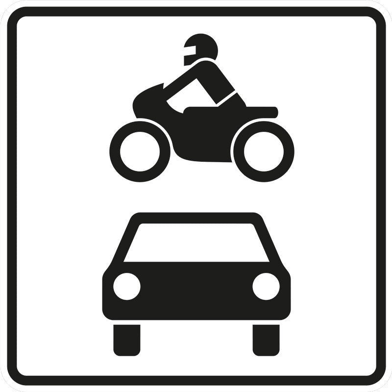 Verkehrszeichen "Krafträder, auch m. Beiwagen, Kleinkrafträder und Mopeds, Kraftwagen u. sonstige mehrspurige Fahrzeuge" - VZ 1010-72
