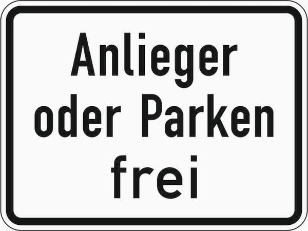 Verkehrszeichen "Anlieger oder Parken frei" - VZ 1020-31