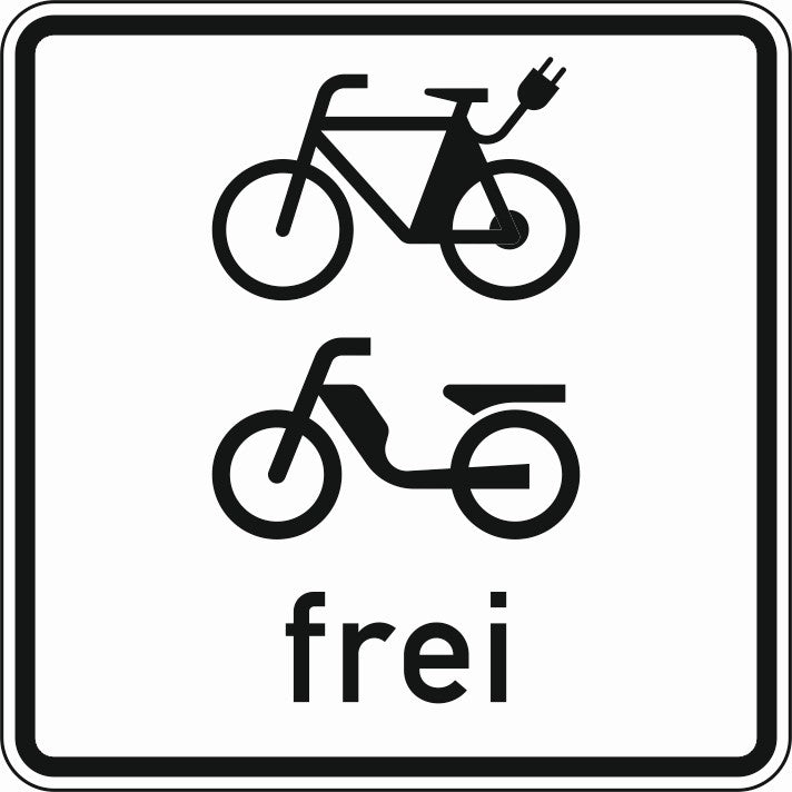 Verkehrszeichen "E-Bikes und Mofas frei" - VZ 1022-15