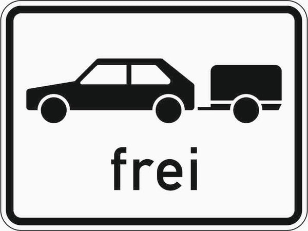 Verkehrszeichen "Personenkraftwagen mit Anhänger frei" - VZ 1024-11