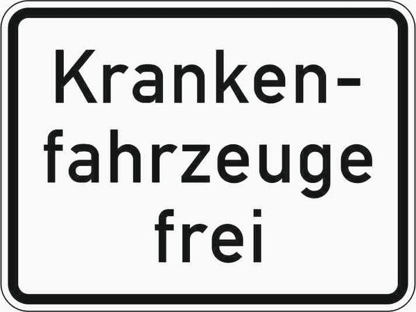 Verkehrszeichen "Krankenfahrzeuge frei" -VZ 1026-34