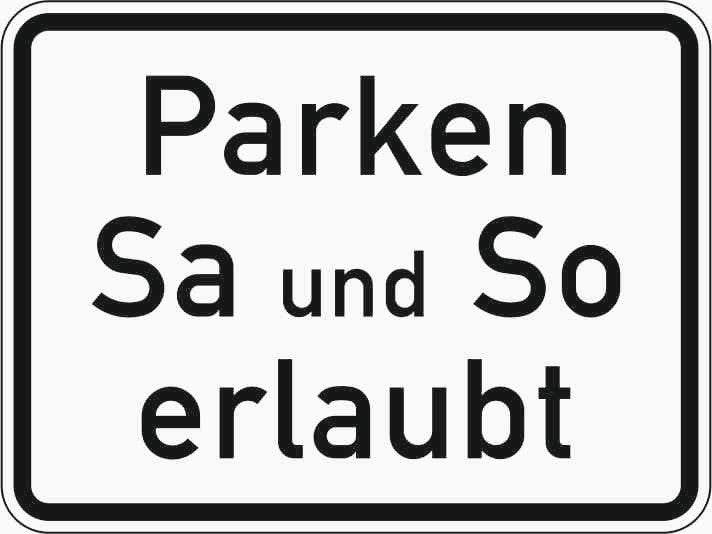 Verkehrszeichen "Parken Sa und So erlaubt" - VZ 1042-37