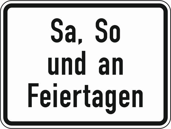 Verkehrszeichen "Sa, So und an Feiertagen" - VZ 1042-52