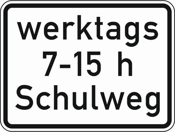 Verkehrszeichen "Werktags (Uhrzeit) Schulweg" - VZ 1042-53