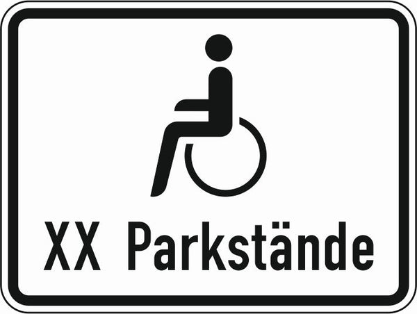 Verkehrszeichen "Nur Schwerbehinderte mit außergewöhnlicher Gehbehinderung und Sehbehinderte, mit Anzahl der Parkstände" - VZ 1044-12