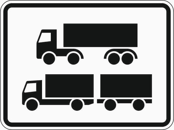 Verkehrszeichen "Nur Sattelkraftfahrzeuge und Lastkraftwagen mit Anhänger" - VZ 1048-15