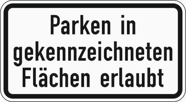 Verkehrszeichen "Parken in gekennzeichneten Flächen erlaubt" - VZ 1053-30