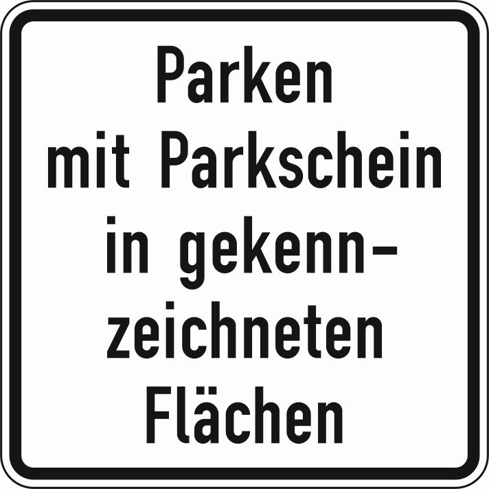 Verkehrszeichen "Parken mit Parkschein in gekennzeichneten Flächen" - VZ 1053-53