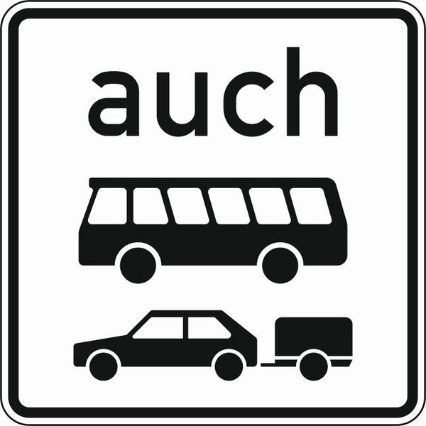 Verkehrszeichen "Auch Kraftomnibusse und Pkw mit Anhängern" - VZ 1060-32