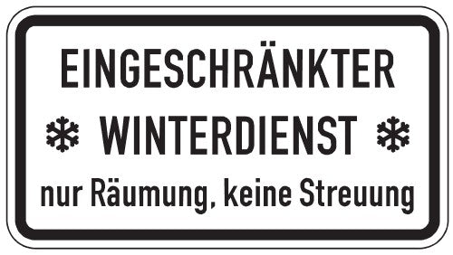 Verkehrszeichen "EINGESCHRÄNKTER WINTERDIENST – nur Räumung, keine Streuung" - VZ 2003