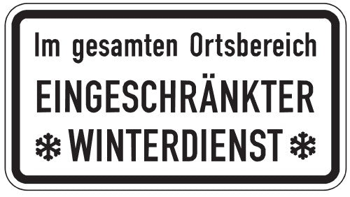 Verkehrszeichen "Im gesamten Ortsbereich EINGESCHRÄNKTER WINTERDIENST" - VZ 2004