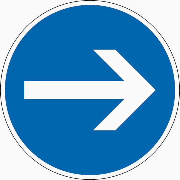 Verkehrszeichen "Vorgeschriebene Fahrtrichtung hier rechts" - VZ 211