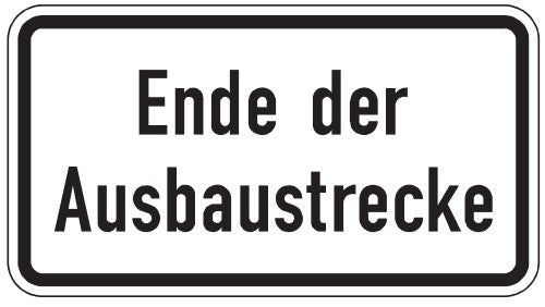 Verkehrszeichen "Ende der Ausbaustrecke" - VZ 2139