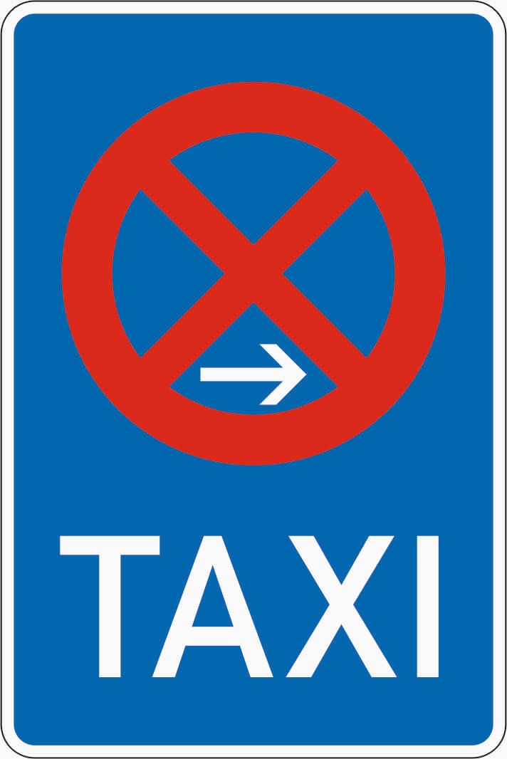 Verkehrszeichen "Taxenstand Ende (Aufstellung rechts)" - VZ 229-20