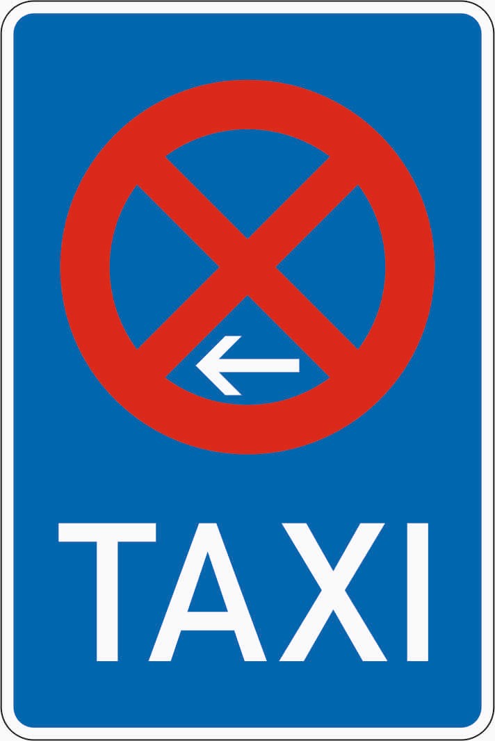 Verkehrszeichen "Taxenstand Anfang (Aufstellung links)" - VZ 229-21