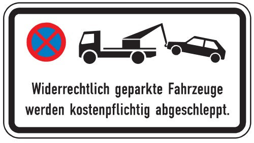 Verkehrszeichen "Widerrechtlich parkende Fahrzeuge werden kostenpflichtig abgeschleppt" - VZ 2428