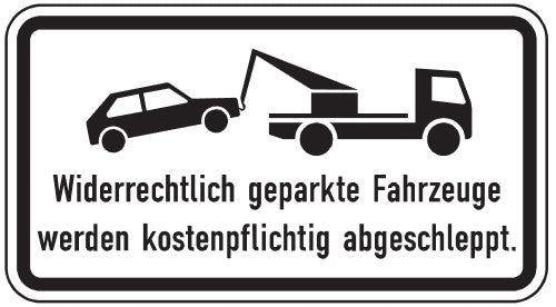 Verkehrszeichen "Widerrechtlich parkende Fahrzeuge werden kostenpflichtig abgeschleppt" - VZ 2429