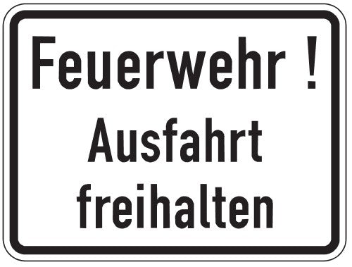 Verkehrszeichen "Feuerwehr! Ausfahrt freihalten" - VZ 2432