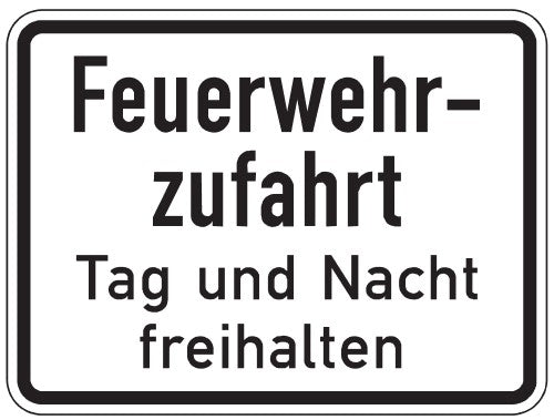 Verkehrszeichen "Feuerwehrzufahrt Tag und Nacht freihalten" - VZ 2433