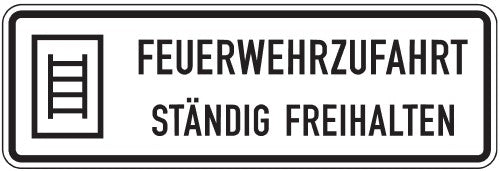 Verkehrszeichen "Feuerwehrzufahrt ständig freihalten" - VZ 2449