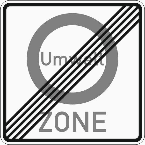 Verkehrszeichen "Ende einer Verkehrsverbotszone zur Verminderung schädlicher Luftverunreinigung in einer Zone" - VZ 270.2
